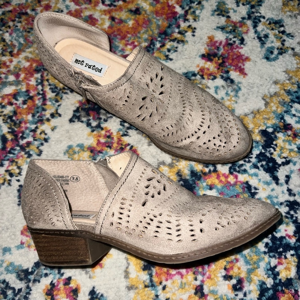 Not Rated Women's Beige Perforated Booties